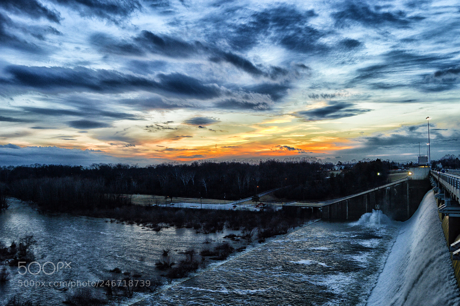 Nikon D3200 sample photo. Sunset across dam photography