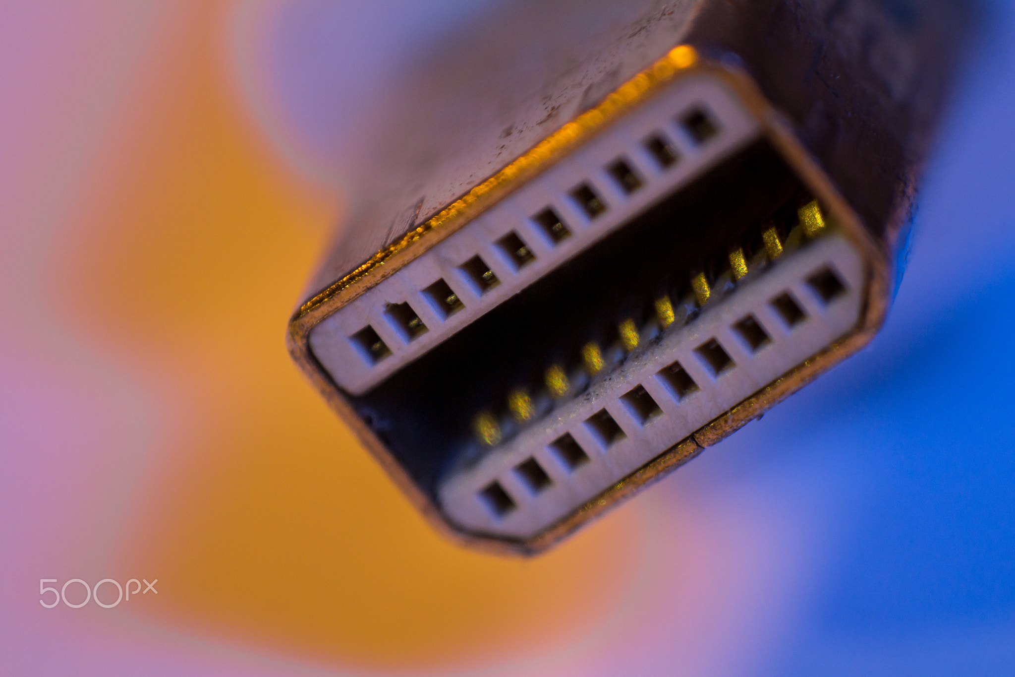 Macro closeup of Mini Displayport cable connector