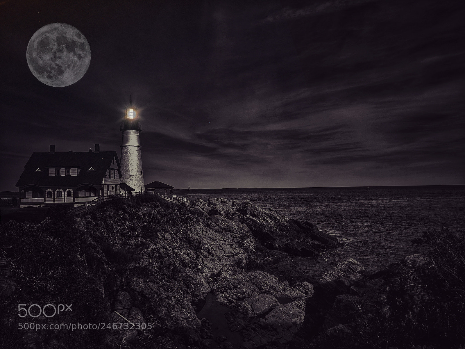 Google Pixel sample photo. Lighthouse night photography