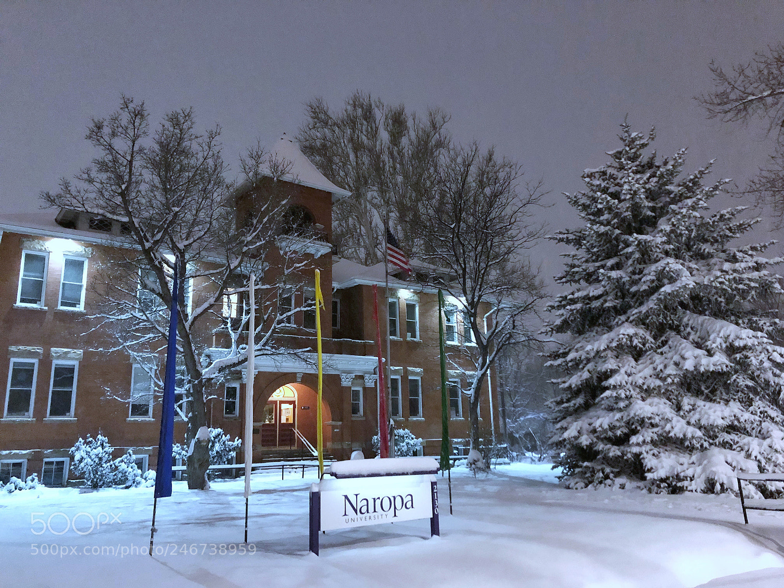 Apple iPhone 8 Plus sample photo. Naropa university in snow photography