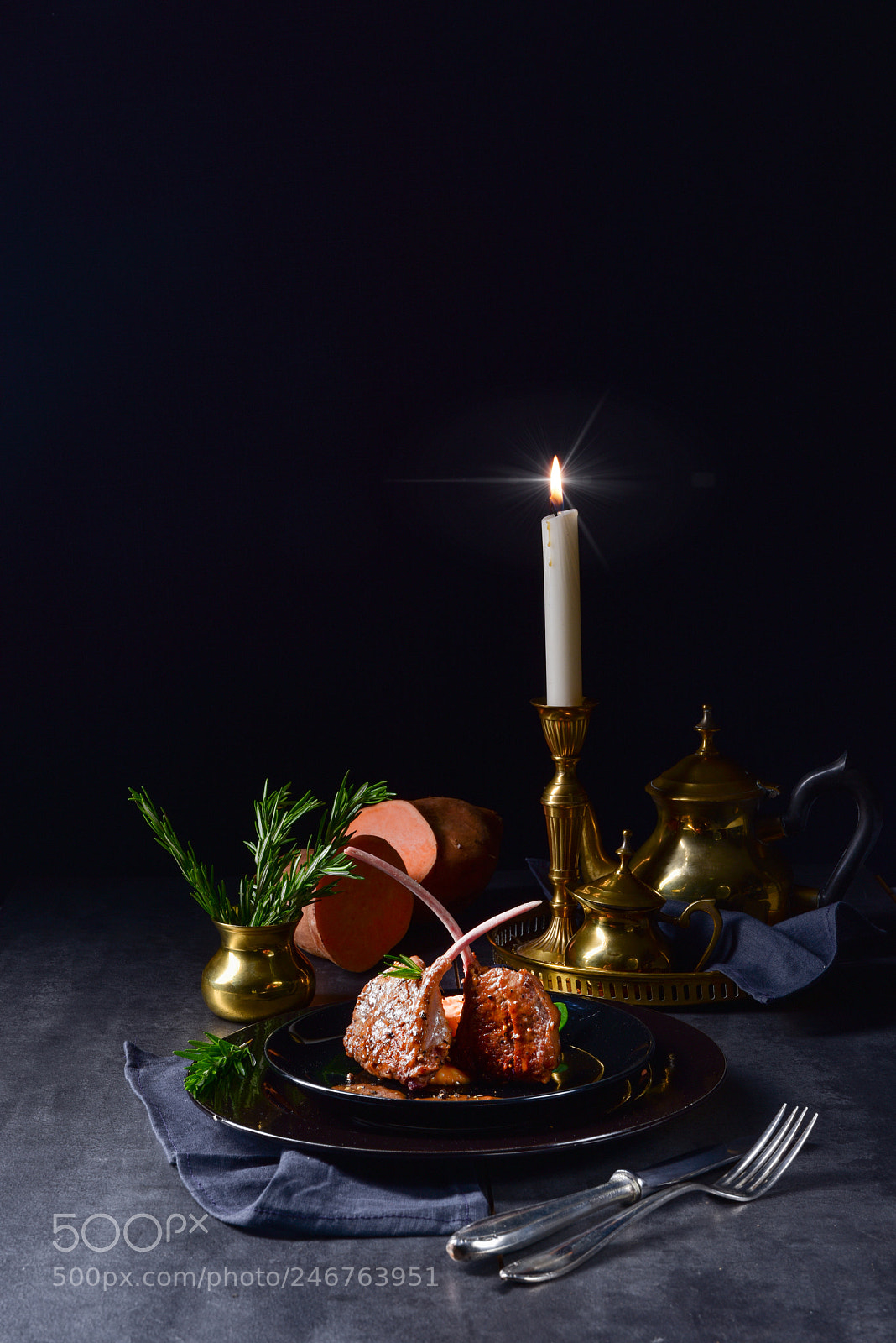 Nikon D810 sample photo. Lamb steaks with rosemary photography