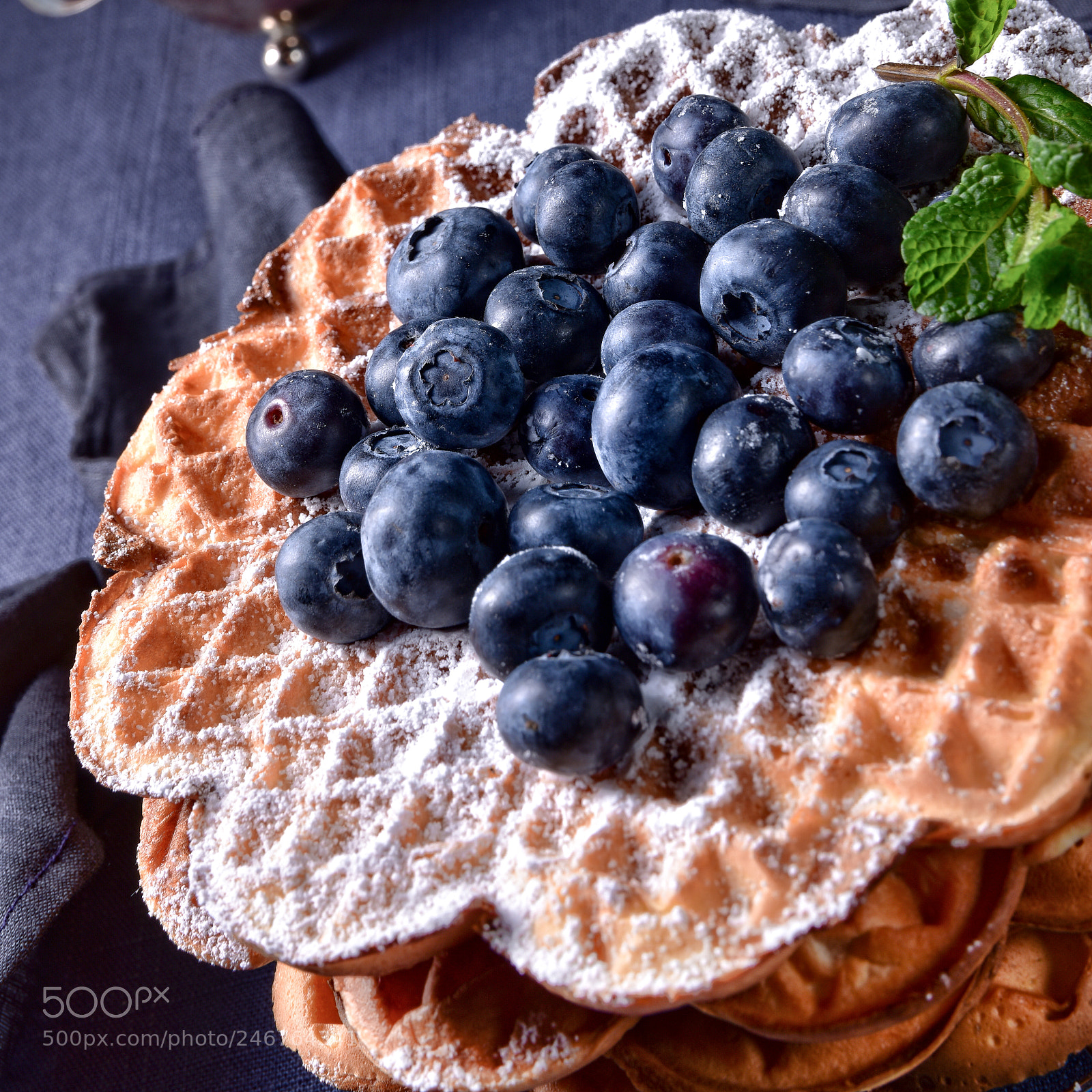 Nikon D810 sample photo. Waffles with blueberries photography