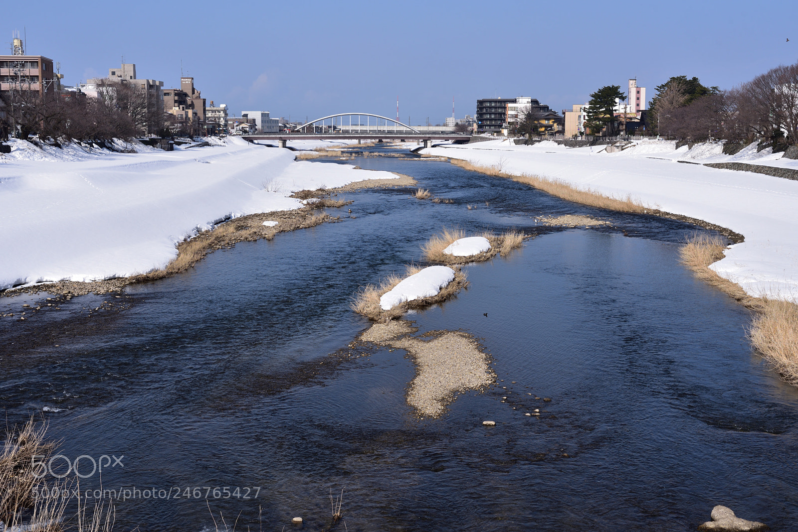 Nikon D750 + Nikon AF-S Nikkor 50mm F1.8G sample photo. 新橋から下流、御影大橋を眺める 金沢犀川 photography