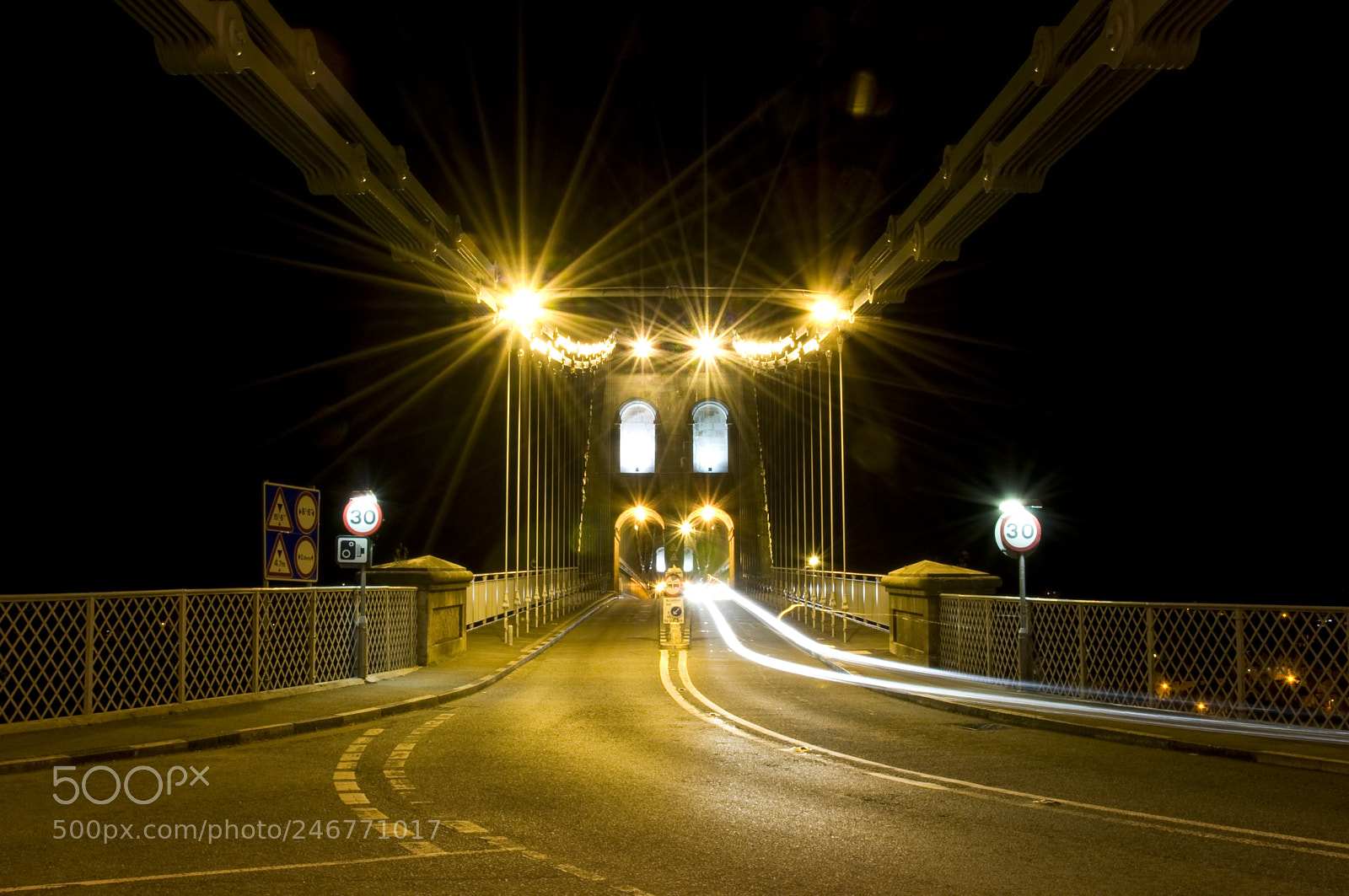 Nikon D90 sample photo. Menai bridge at night photography