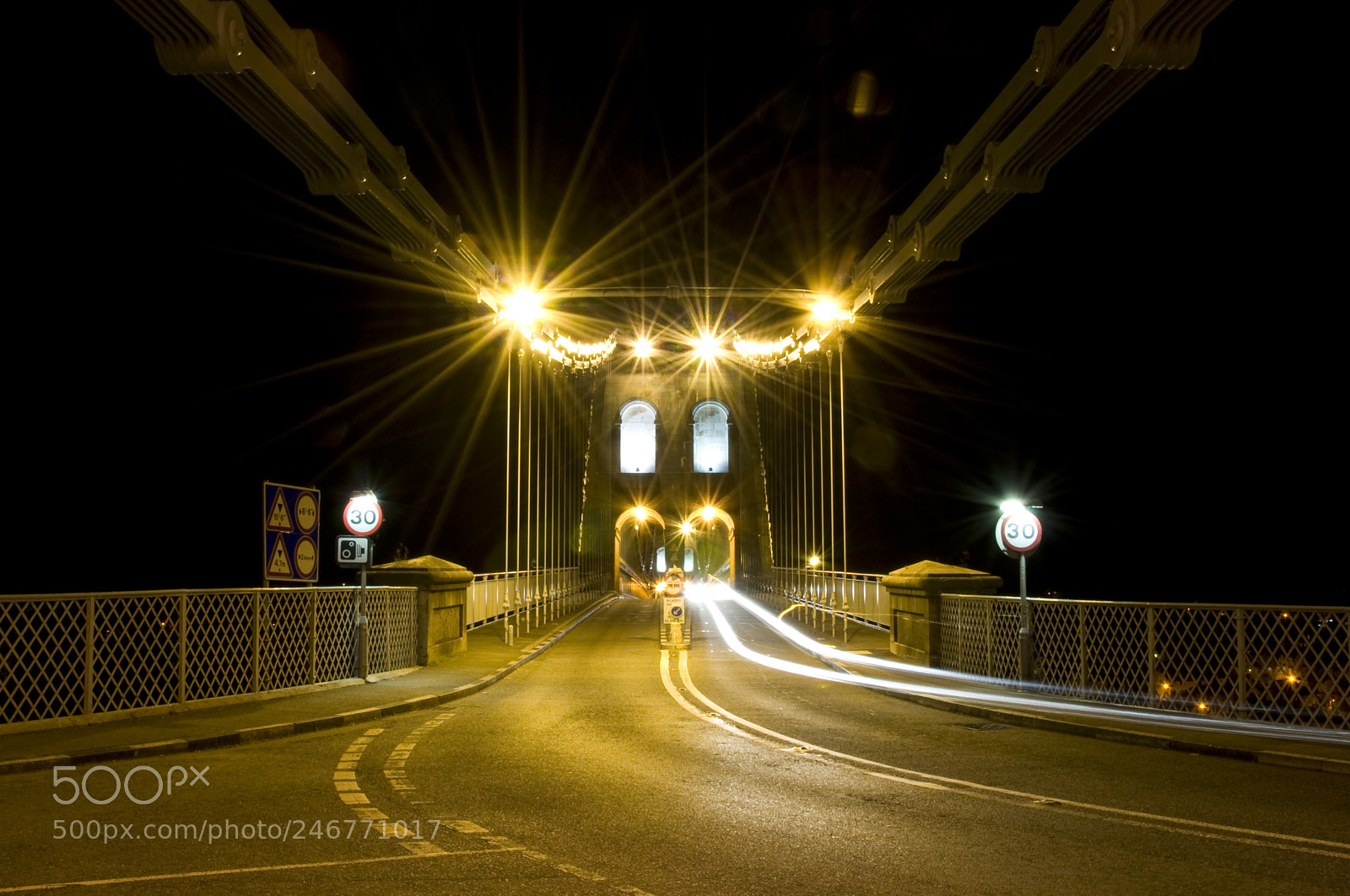 Nikon D90 sample photo. Menai bridge at night photography