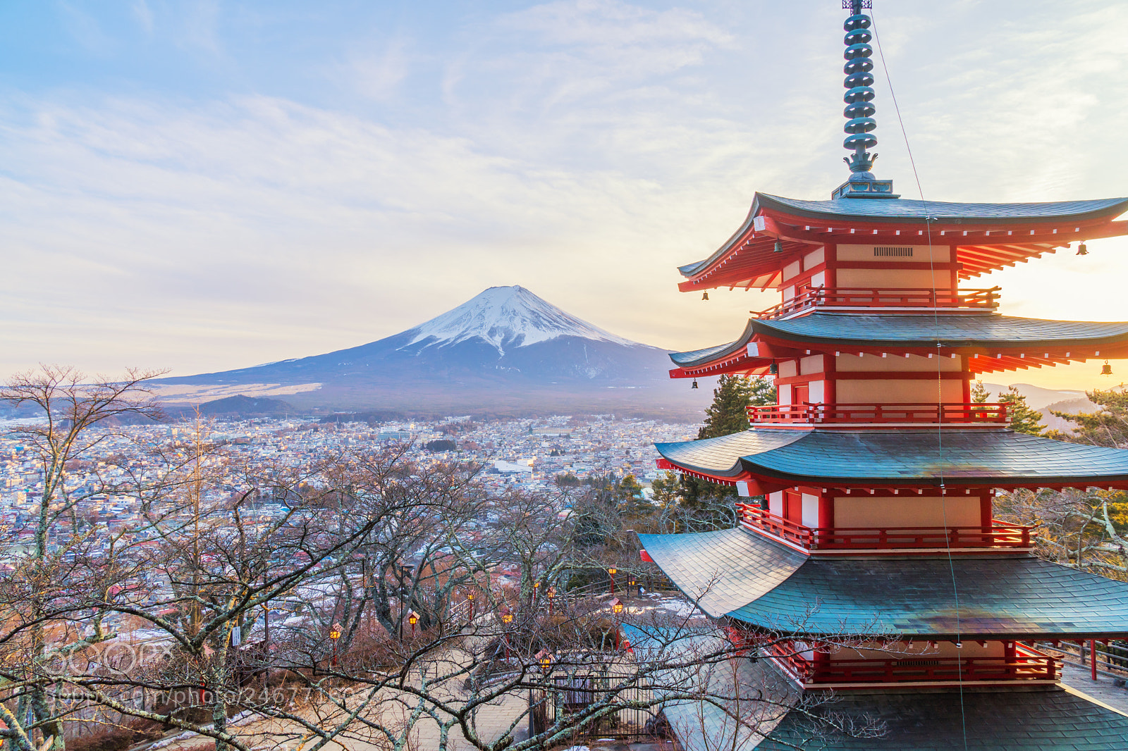 Sony a6500 sample photo. Sunset at chureito pagoda photography