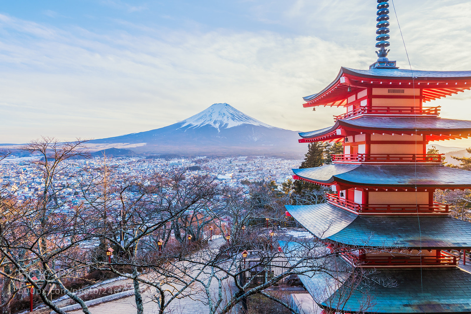 Nikon D810 sample photo. Sunset at chureito pagoda photography