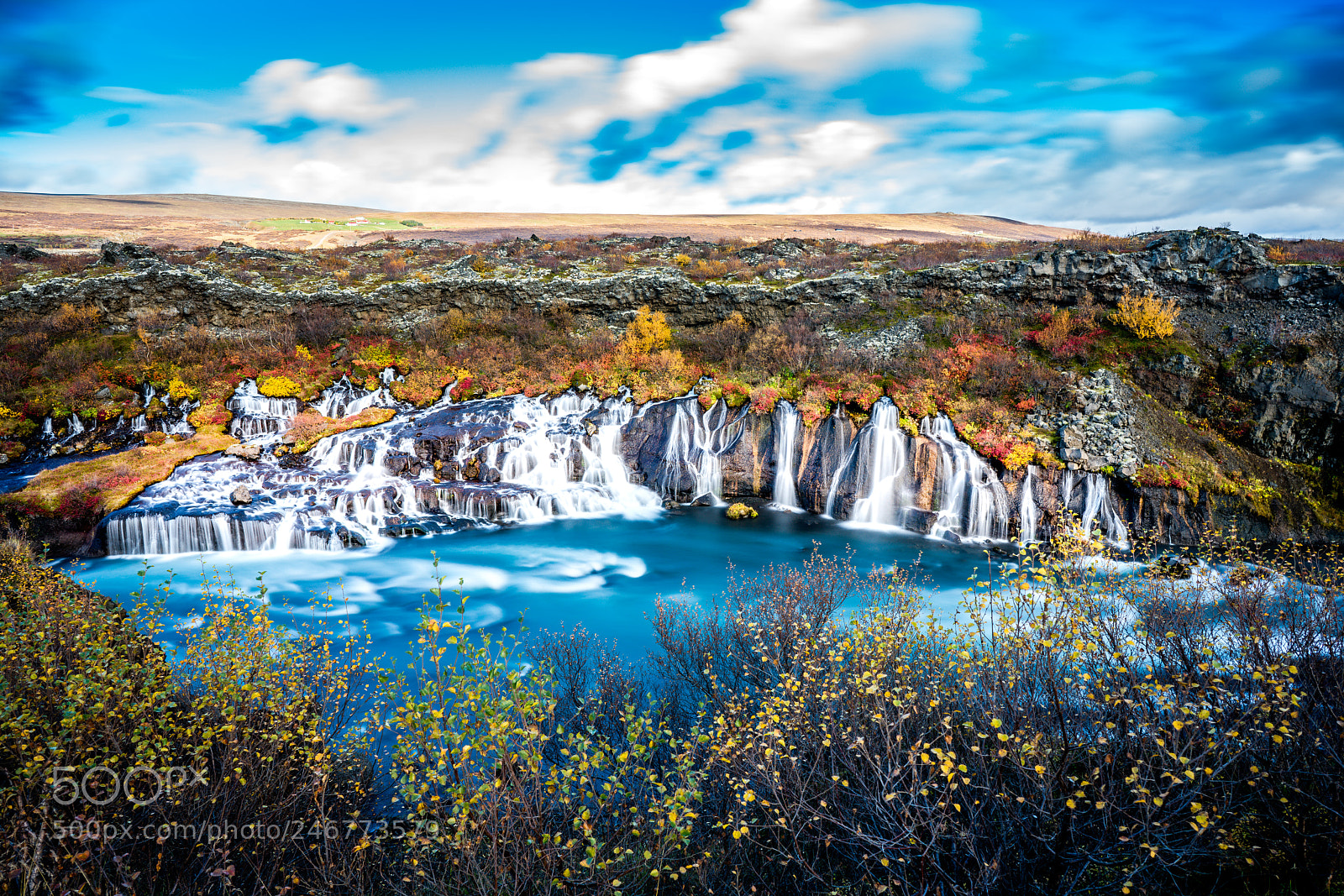 Sony a7R II sample photo. Hraunfossar waterfall photography