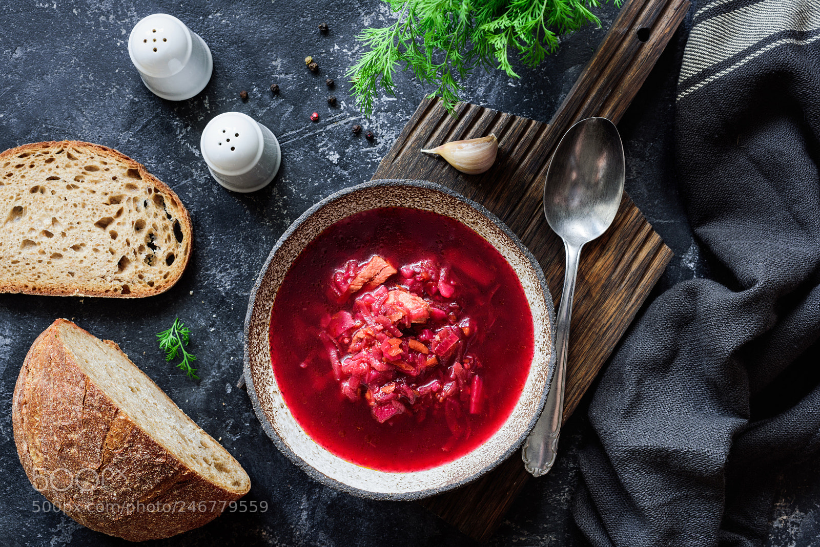 Nikon D810 sample photo. Ukrainian borscht soup served photography