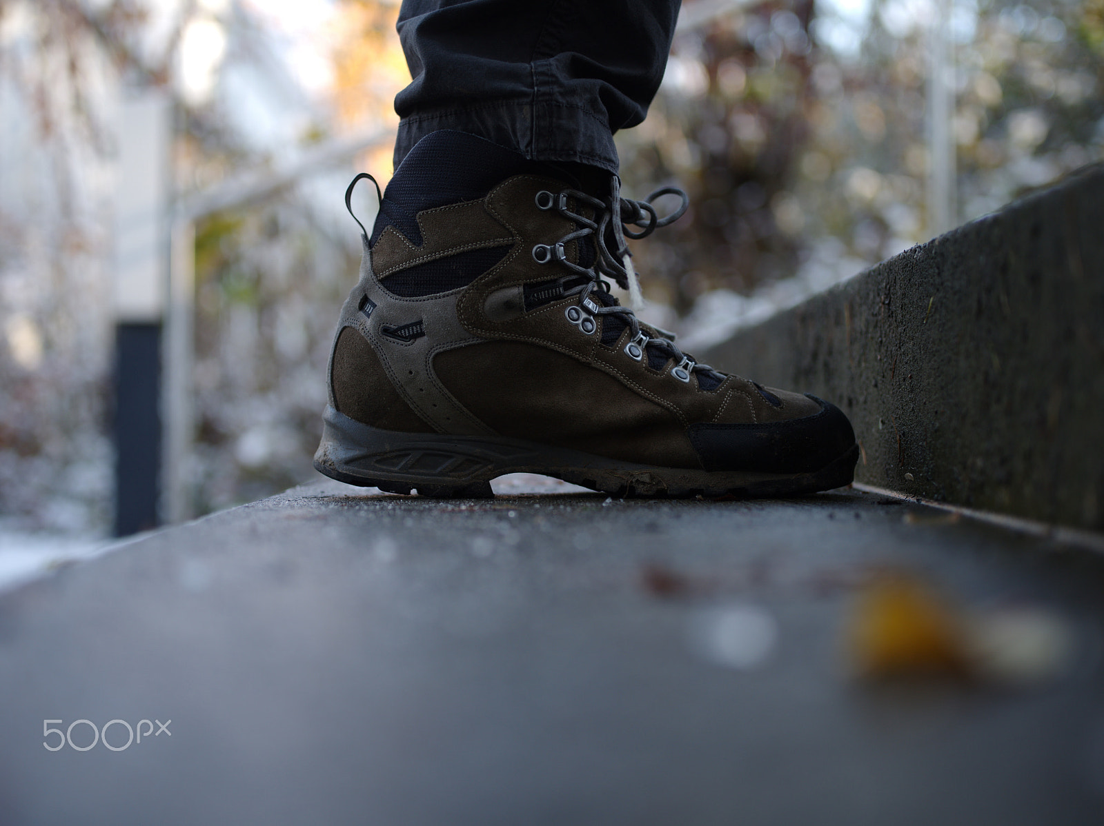 Pentax 645D sample photo. Person on icy stairway photography