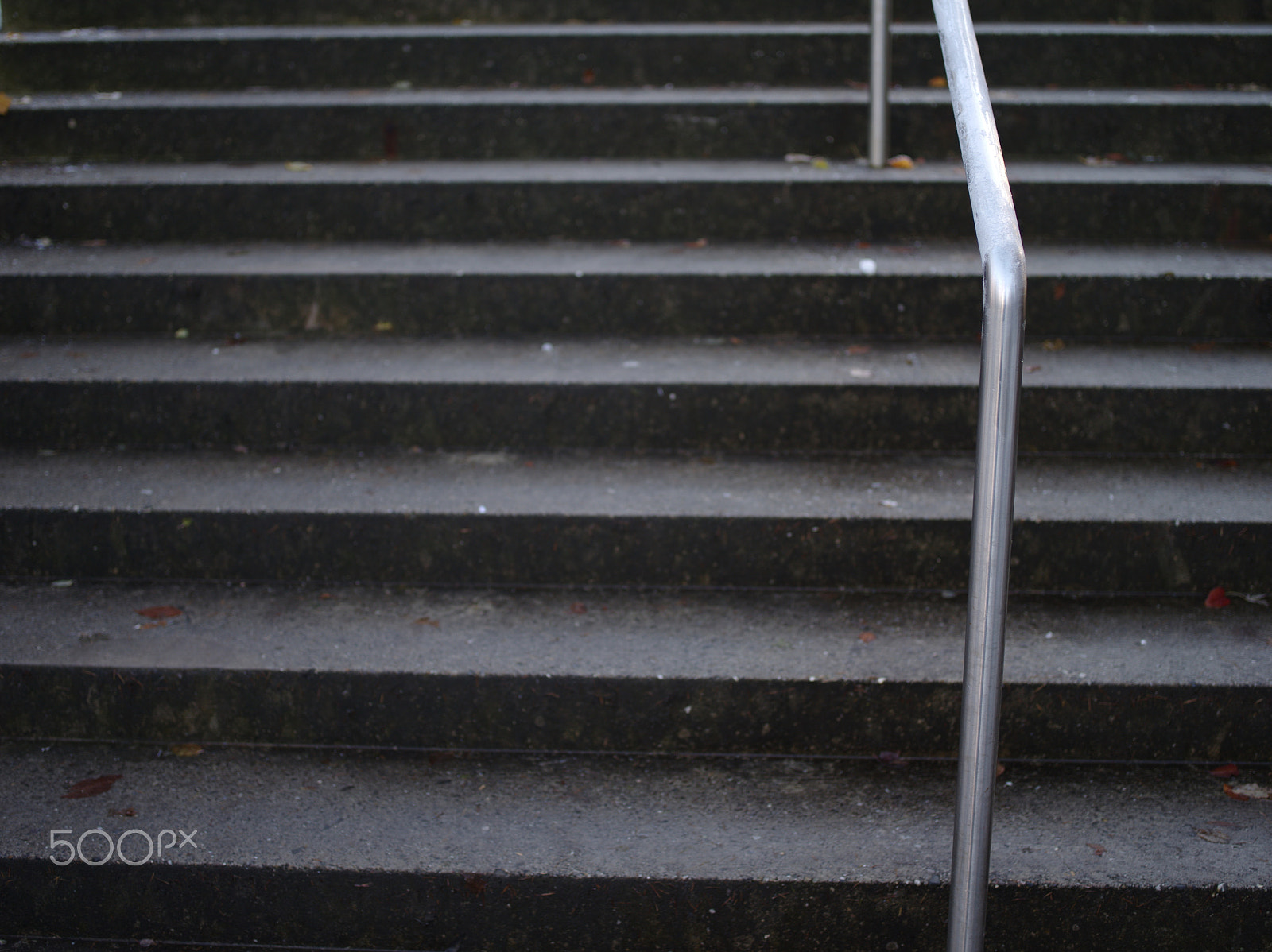 Pentax 645D sample photo. Icy stairway with metal banister photography