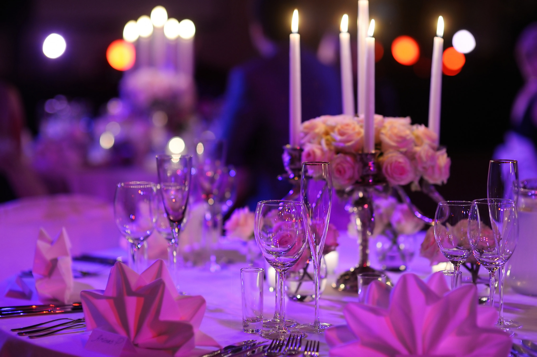 Nikon D4 + Nikon AF Nikkor 85mm F1.4D sample photo. Table set for an event party photography
