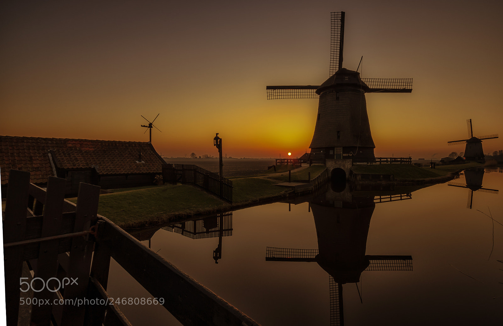 Sony a7 II sample photo. Dutch windmill reflection photography