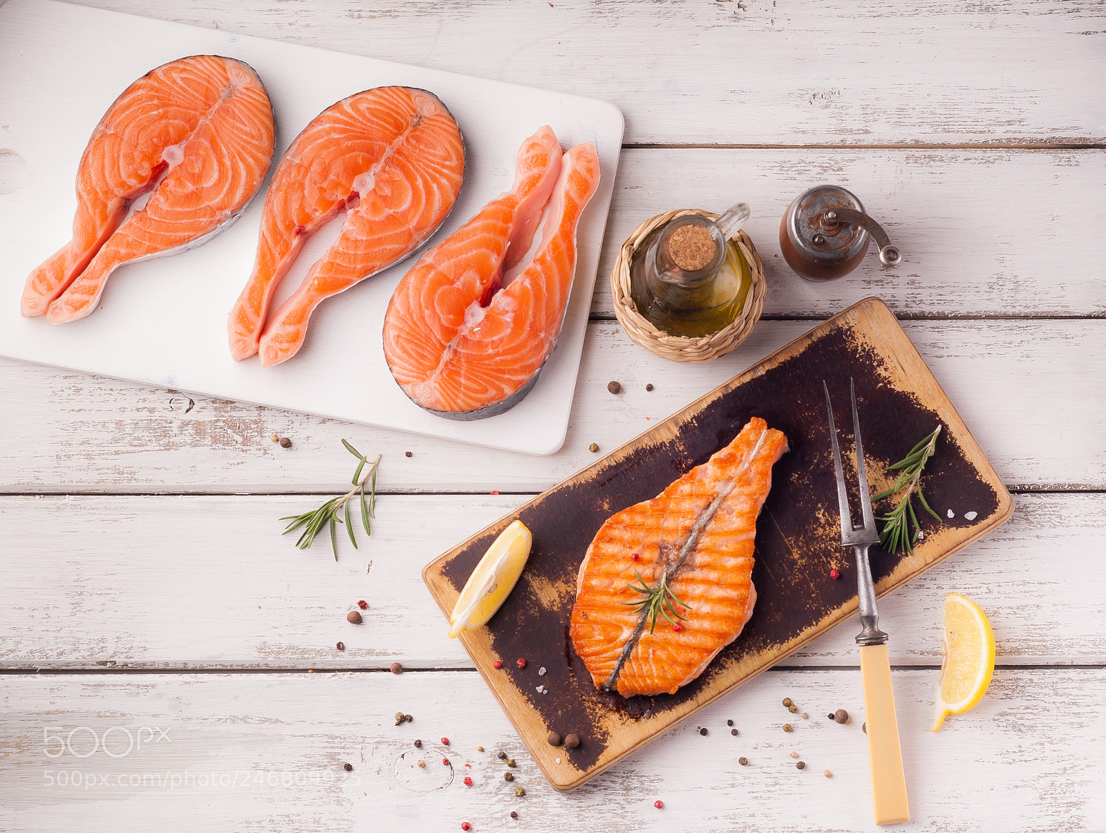 Nikon D200 sample photo. Salmon steaks photography