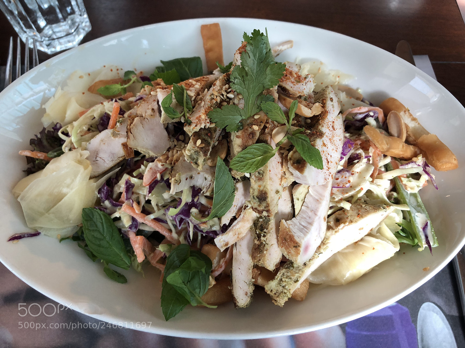 Apple iPhone 8 Plus sample photo. Asian chicken salad crunchy photography