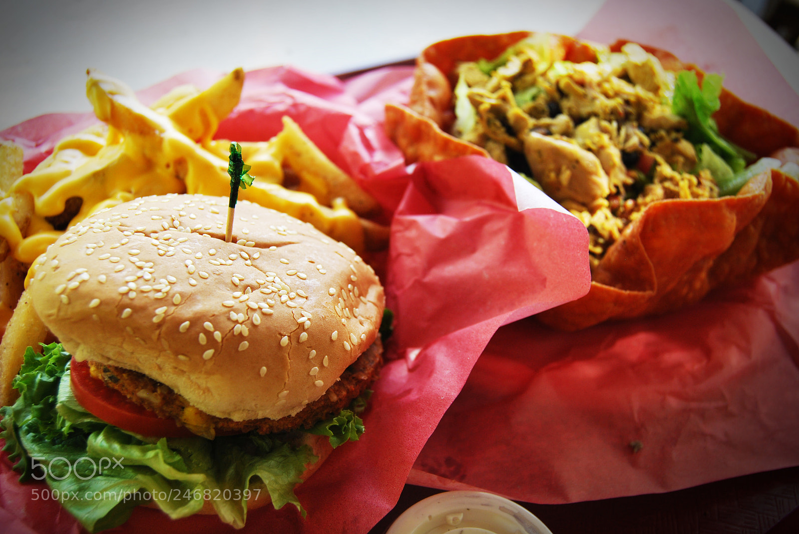 Nikon D60 sample photo. Burger and fries with photography