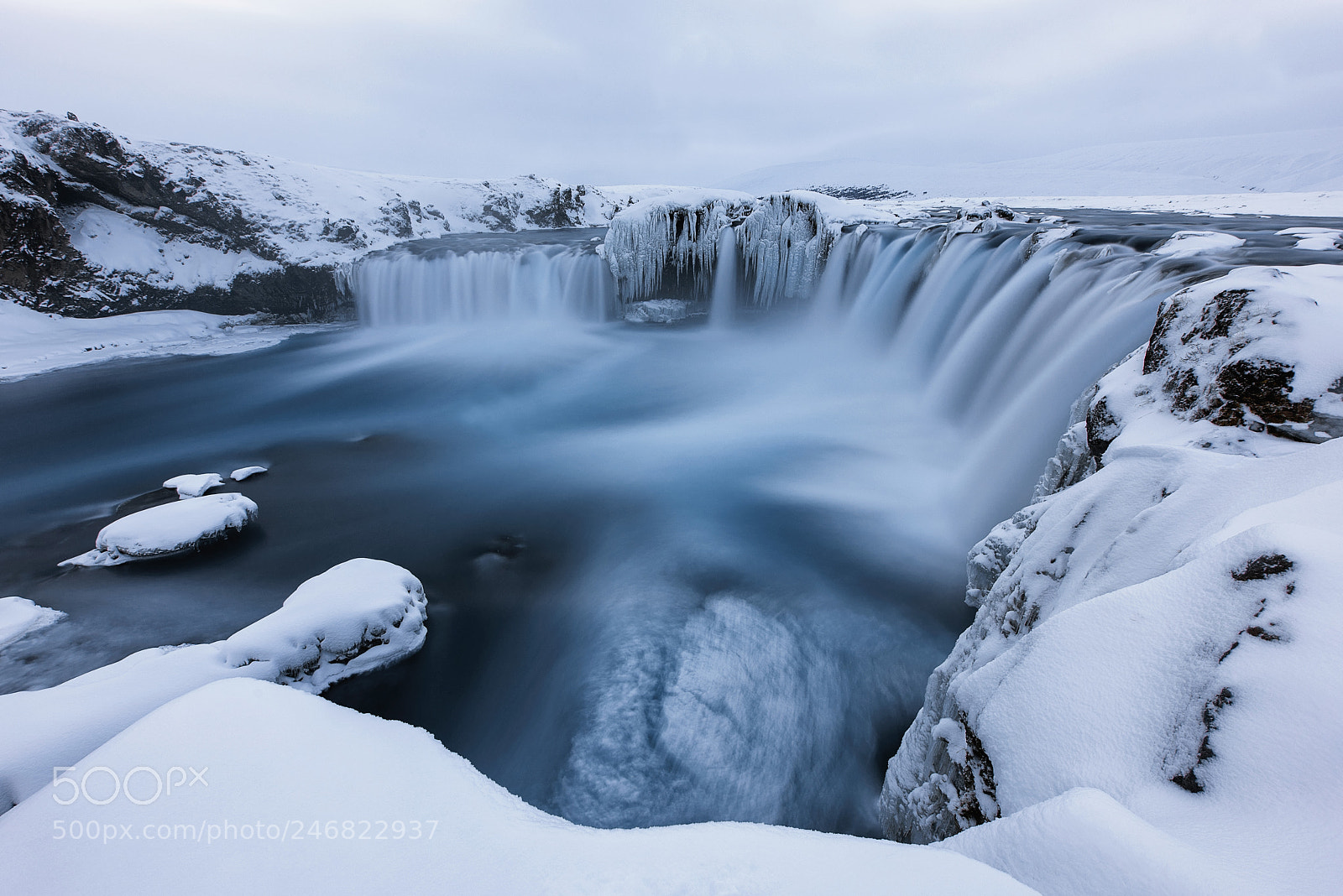 Nikon D810 sample photo. Goðafoss in white photography