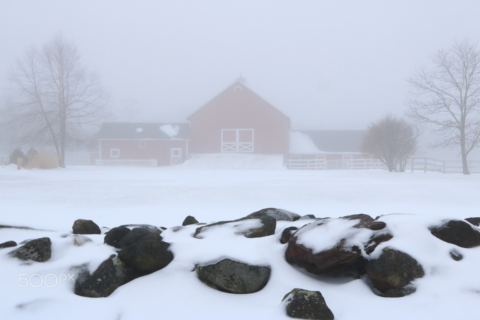 Canon EOS 750D (EOS Rebel T6i / EOS Kiss X8i) sample photo. Barn fog photography