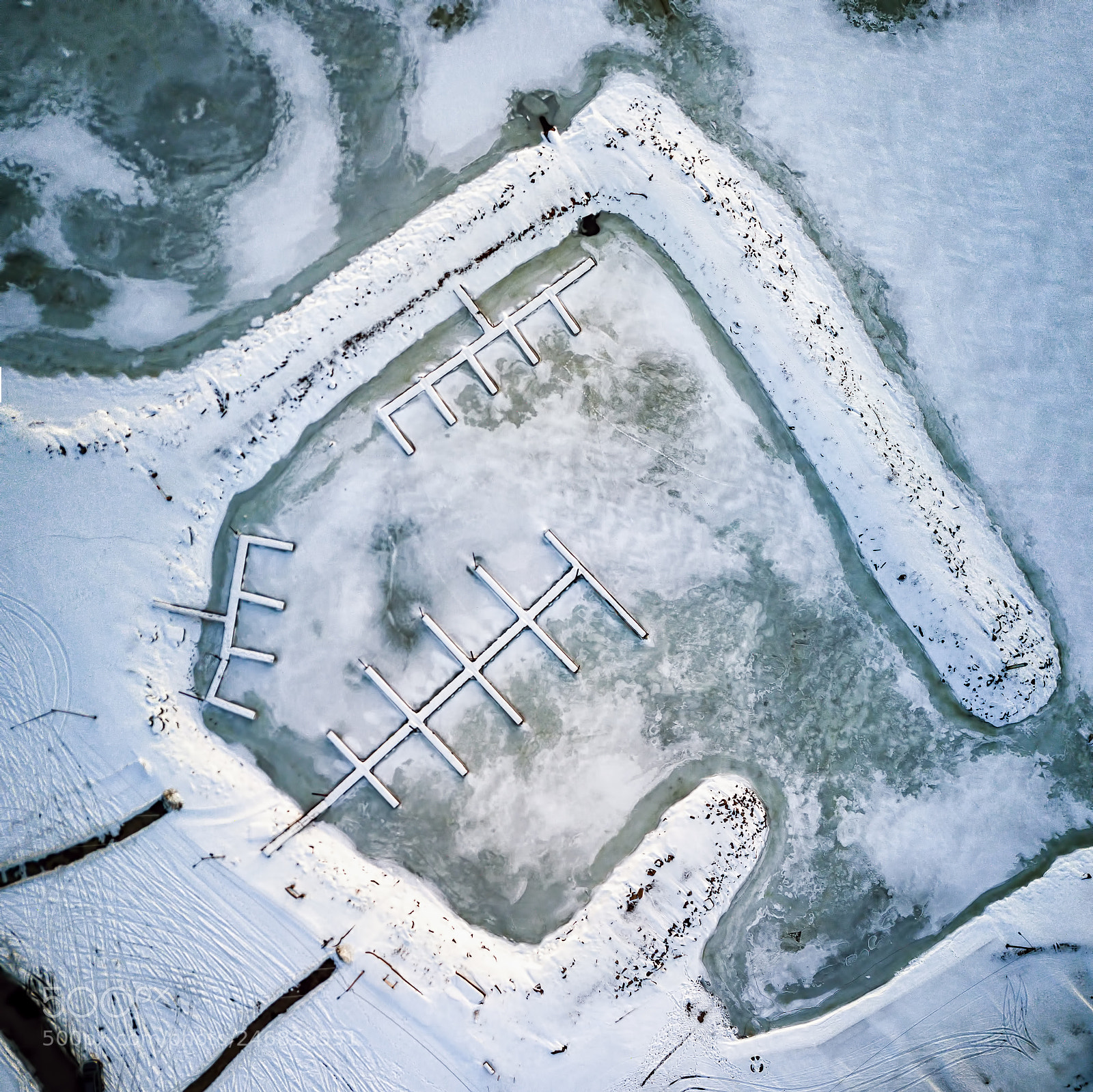 DJI FC220 sample photo. Marina in the winter photography
