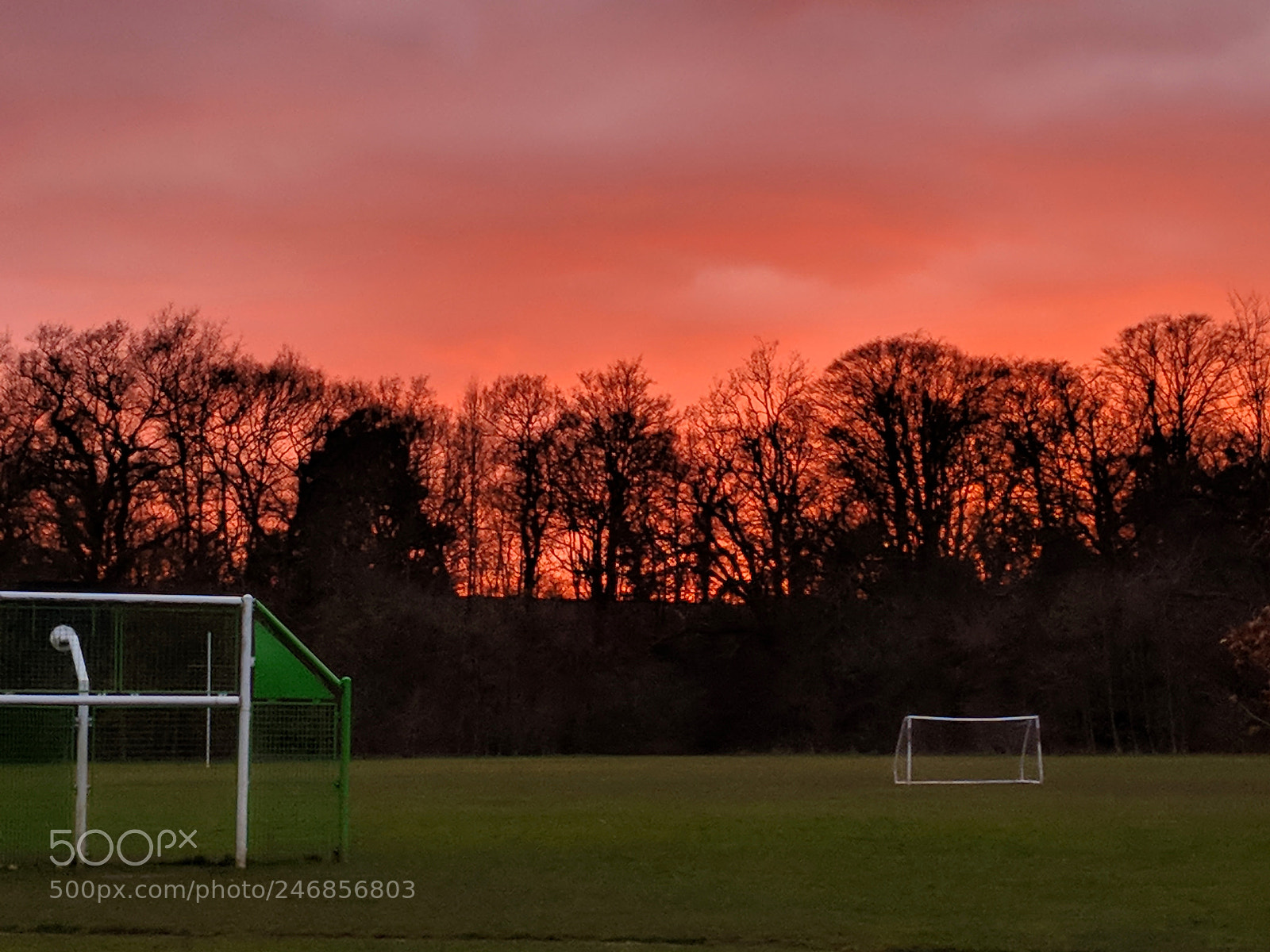 Google Pixel 2 sample photo. Sunset over playing fields photography