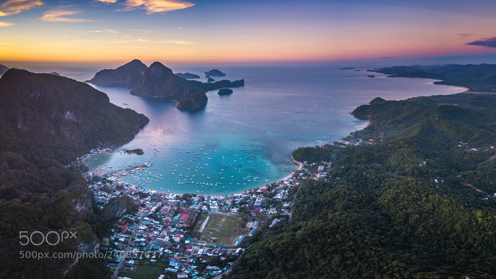 DJI FC220 sample photo. Sunset of el nido photography