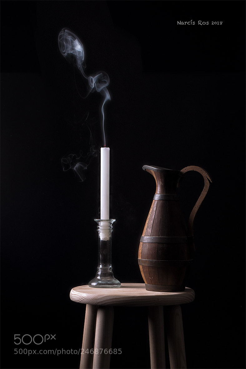 Nikon D610 sample photo. Candle and wooden jar photography
