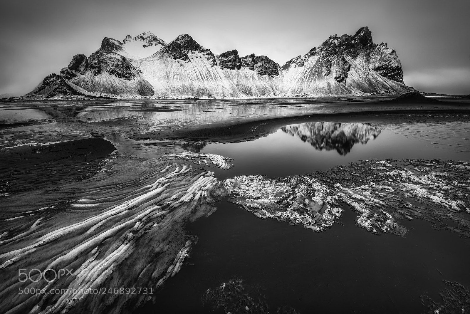 Nikon D810 sample photo. Stokksnes b&w photography