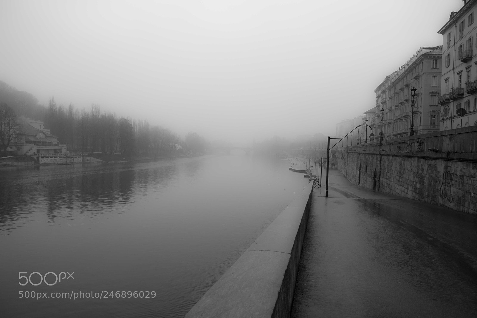 Fujifilm X-T20 sample photo. Foggy riverside in turin photography
