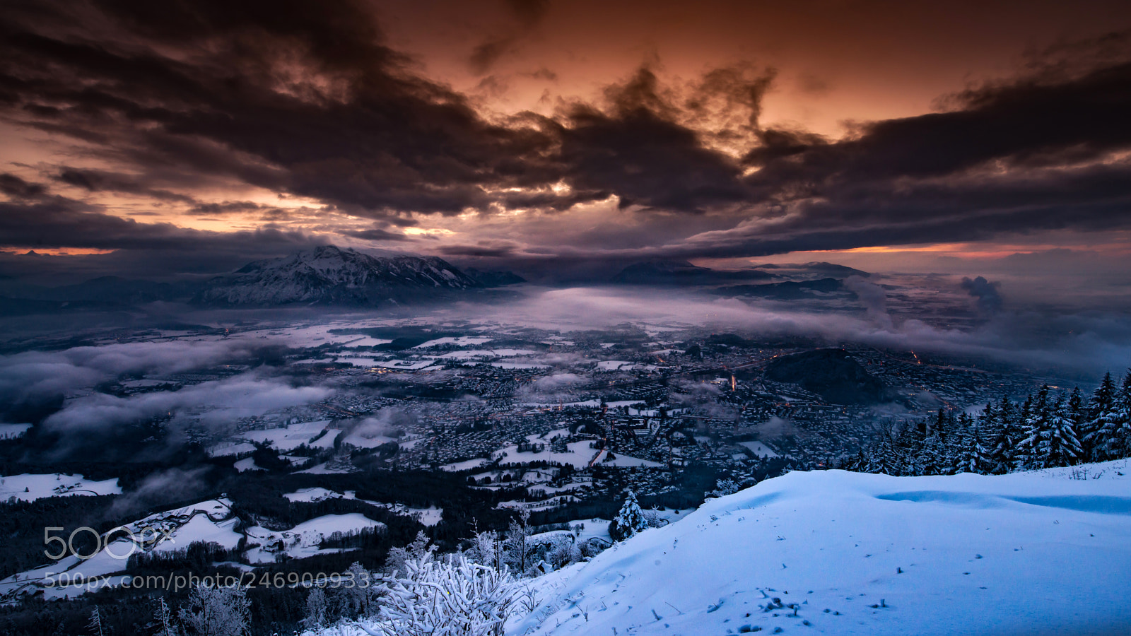 Nikon D800 sample photo. Gaisberg winter sunset photography