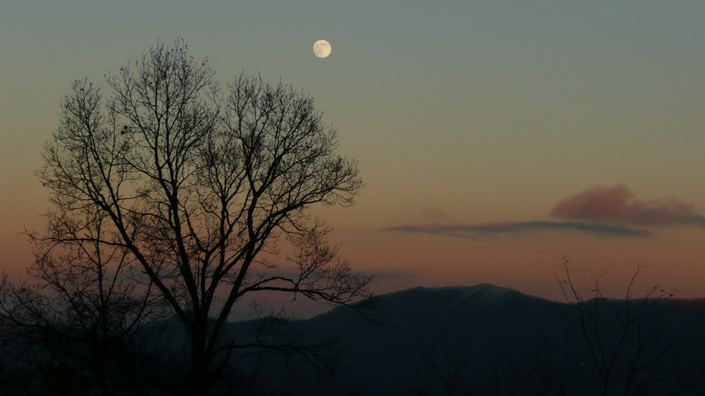 Panasonic DMC-TZ3 sample photo. Picture of the moon at sunset in the mountains of  ... photography