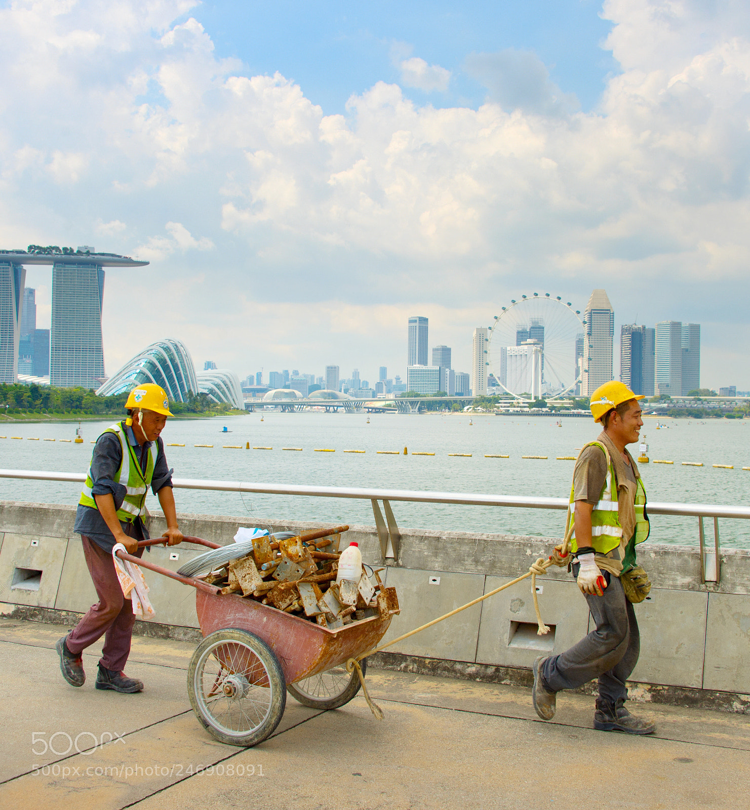 Nikon Df sample photo. Workers in singapore marina photography