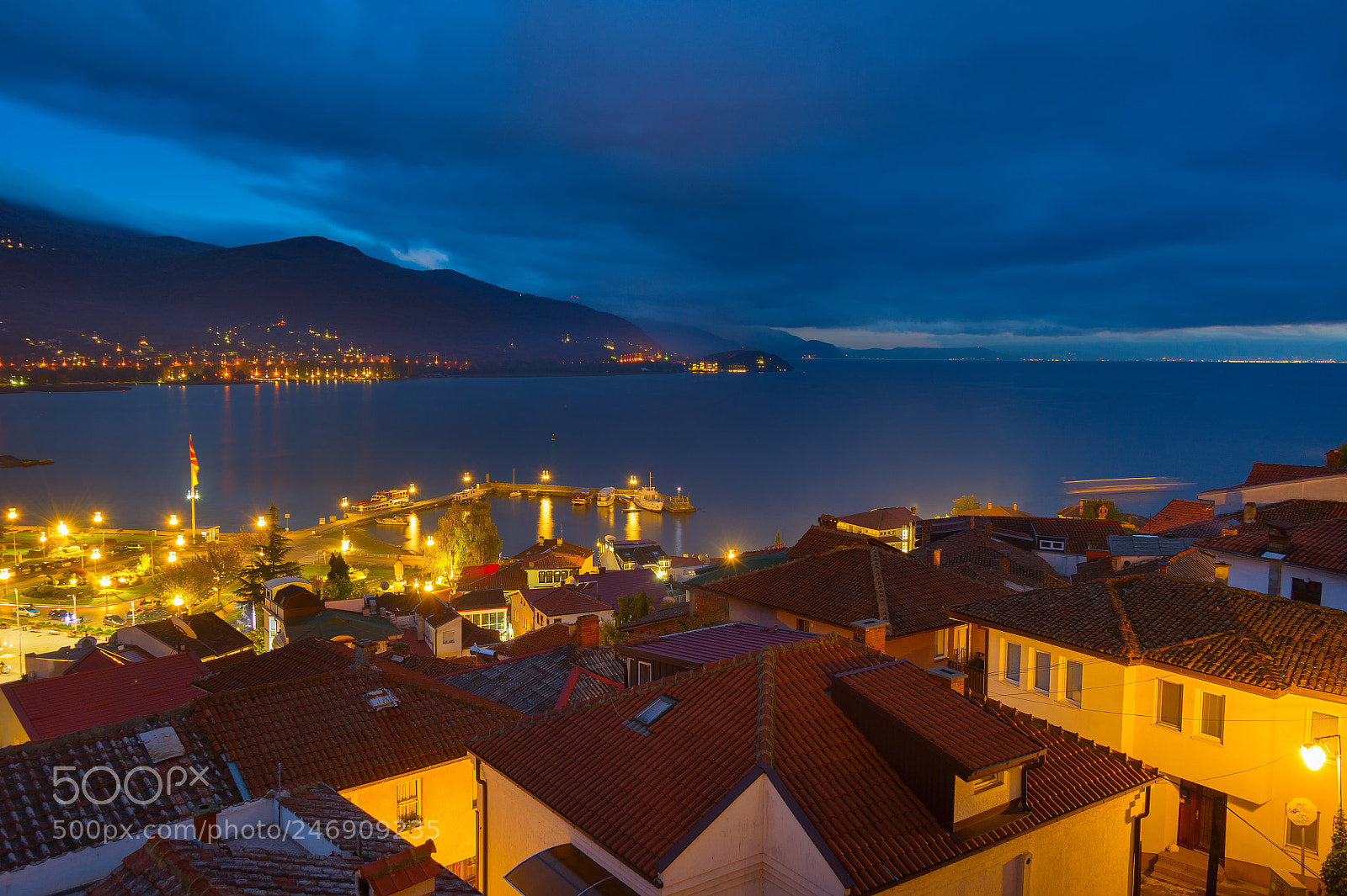 Nikon Df sample photo. Ohrid lake city night photography
