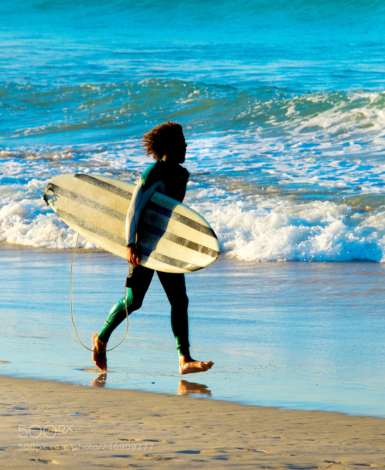 Nikon Df sample photo. Surfer running surfboard beach photography