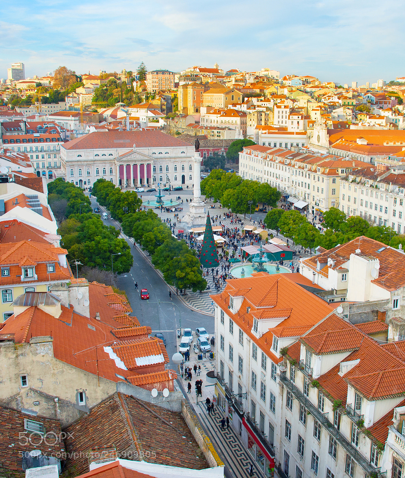 Nikon Df sample photo. Lisbon rossio square skyline photography