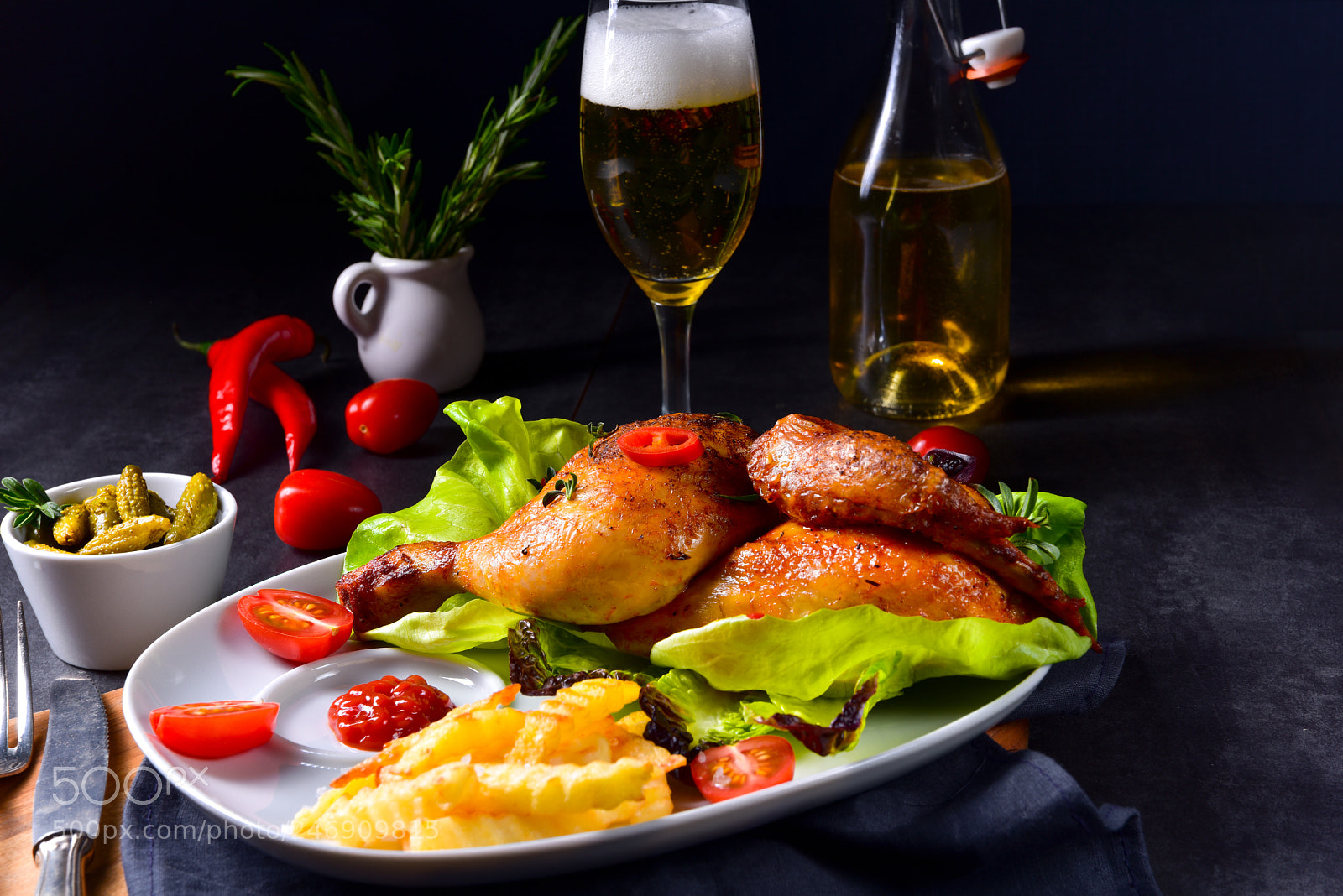 Nikon D810 sample photo. Fried chicken with chips photography