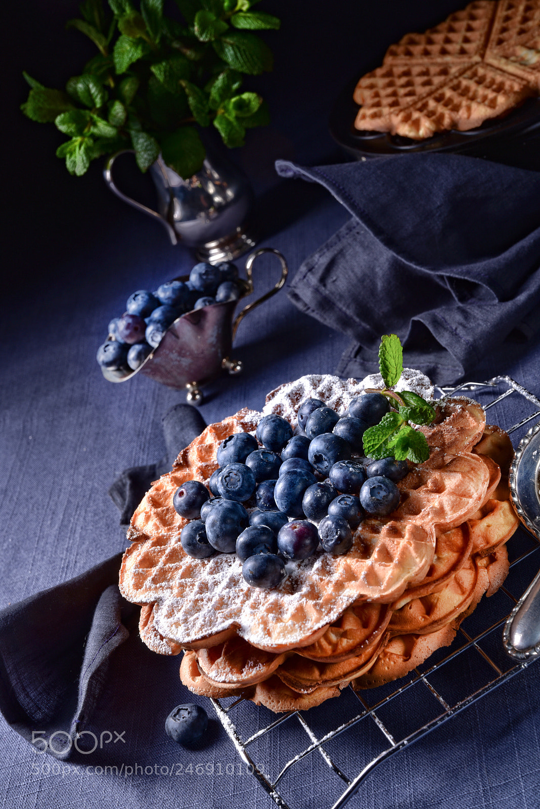 Nikon D810 sample photo. Waffles with blueberries photography