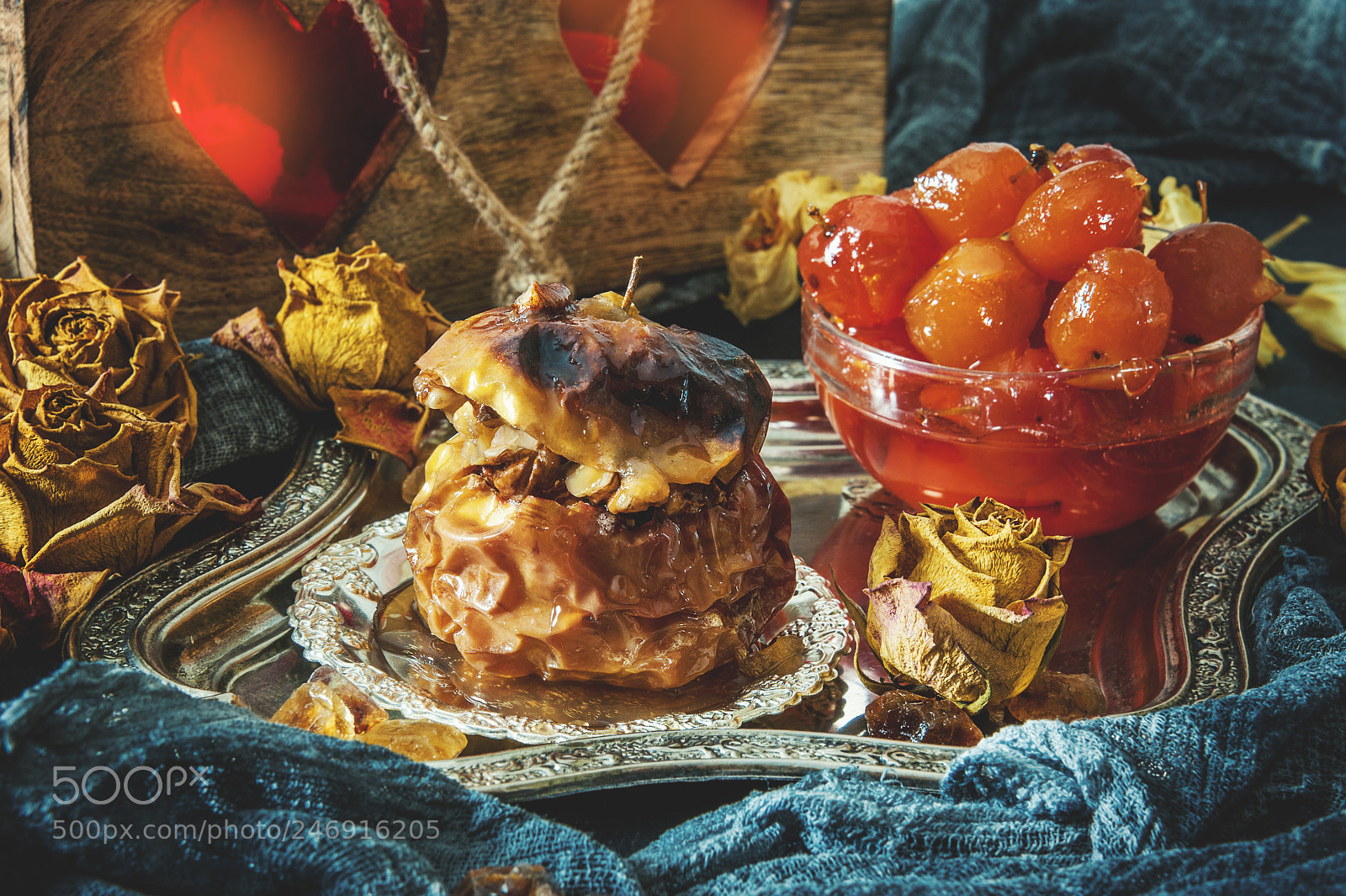 Nikon D700 sample photo. Baked apple with nuts photography
