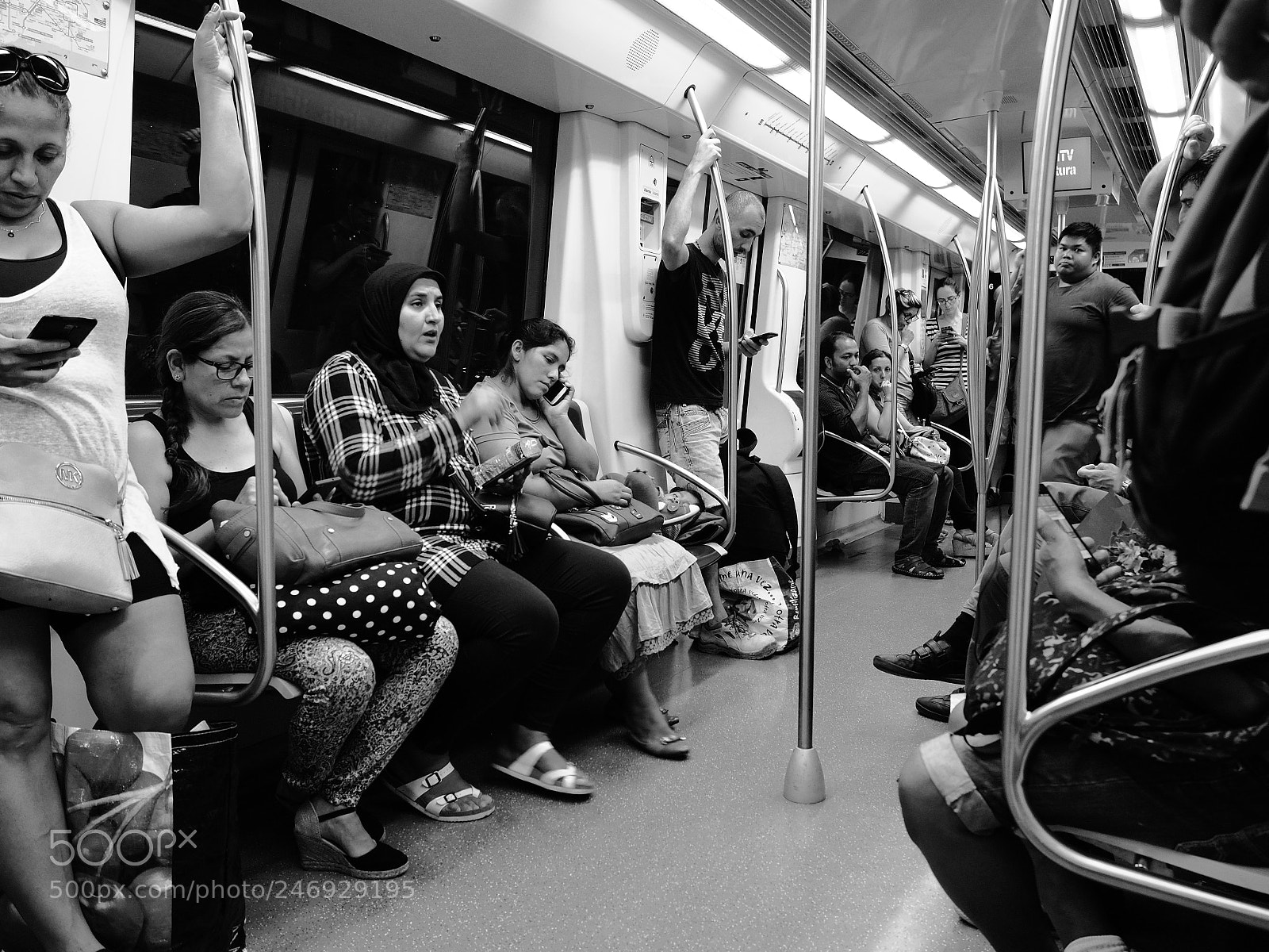 Olympus PEN-F sample photo. Barcelona metro photography