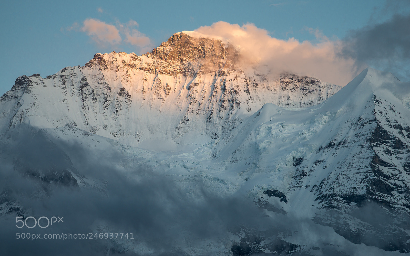 Nikon D800 sample photo. Sunset on the jungfrau photography