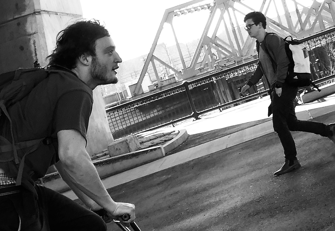 Panasonic Lumix DMC-ZS100 (Lumix DMC-TZ100) sample photo. Trick bike rider under the zakim bridge boston photography