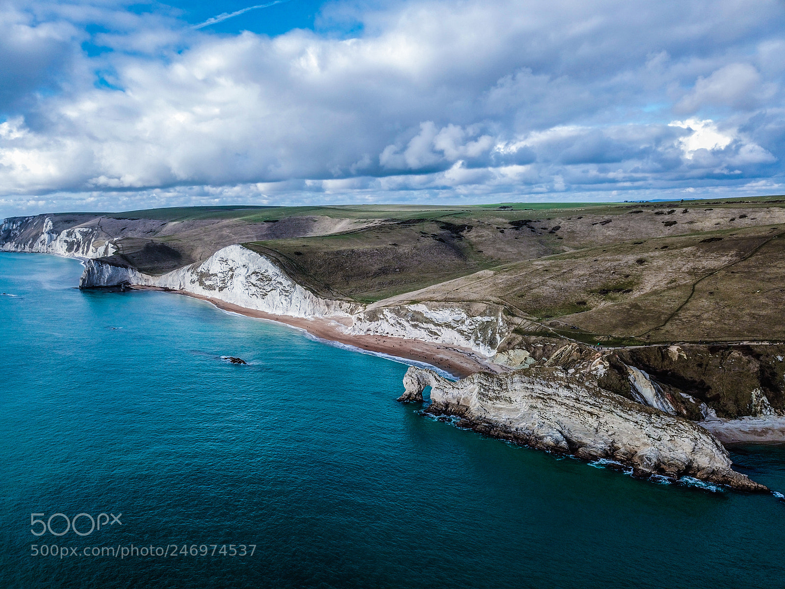 DJI FC220 sample photo. Durdle door coastline photography