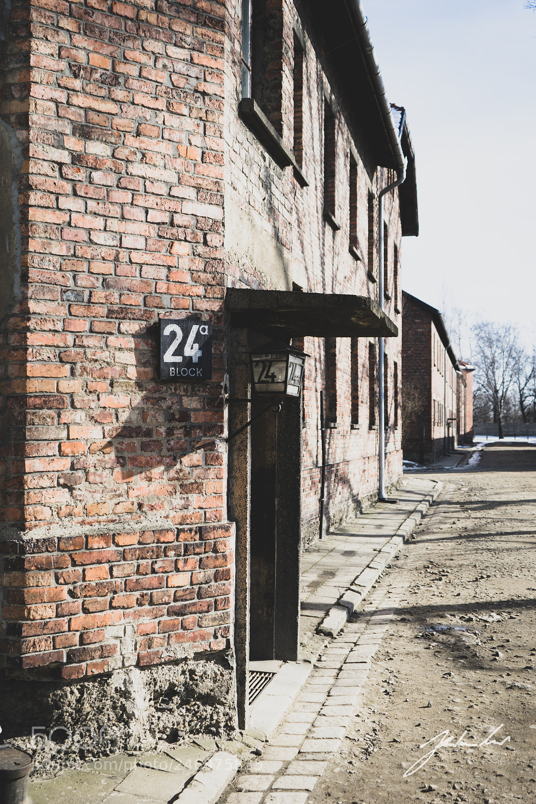 Sony a7 sample photo. Barricks. auschwitz concentration camp photography