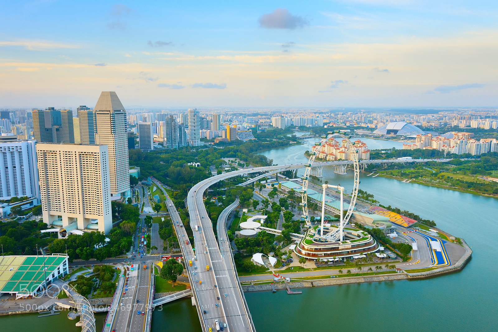Nikon Df sample photo. Singapore skyline, ferries wheel photography