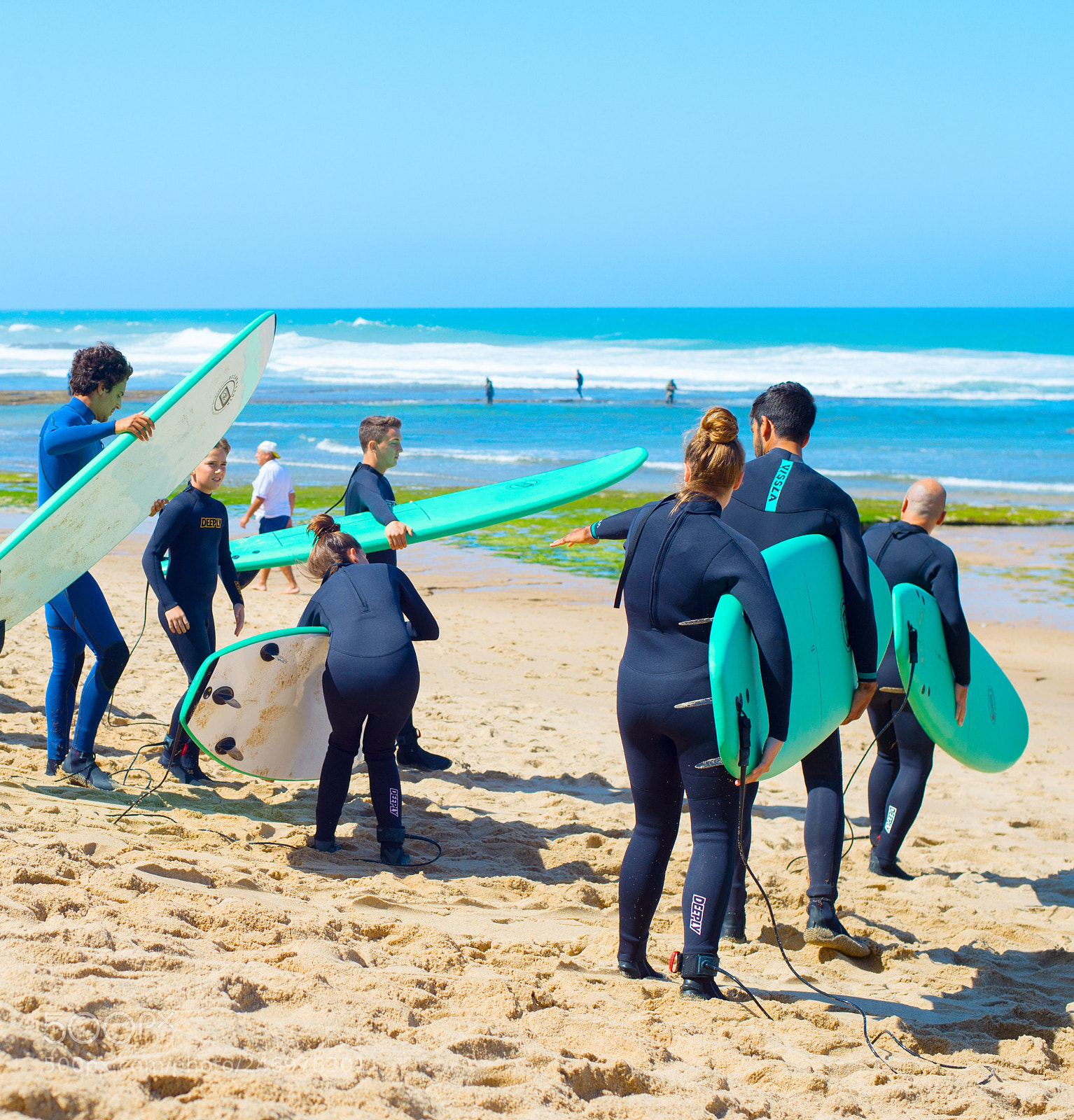 Nikon Df sample photo. Group of surfer going photography