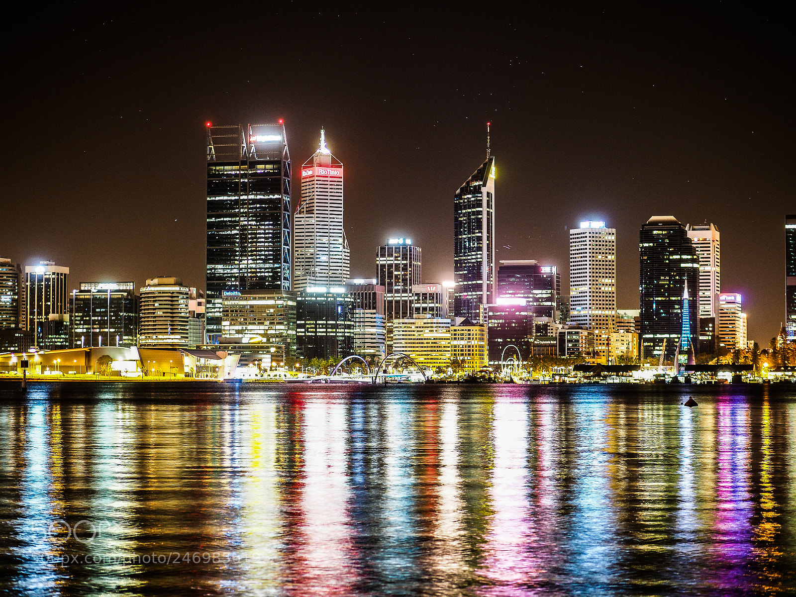 Olympus PEN-F sample photo. Perth : skyline : night panorama photography