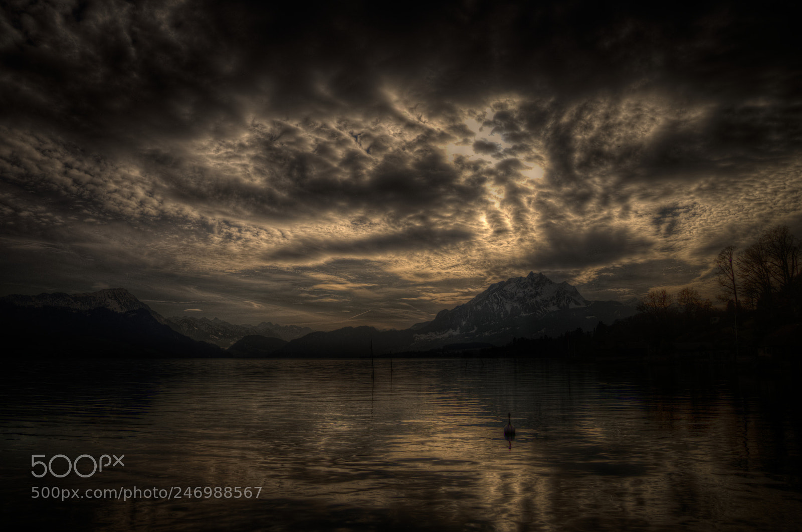 Sony a7R II + Sony FE 24-70mm F2.8 GM sample photo. Evening sky over lake photography