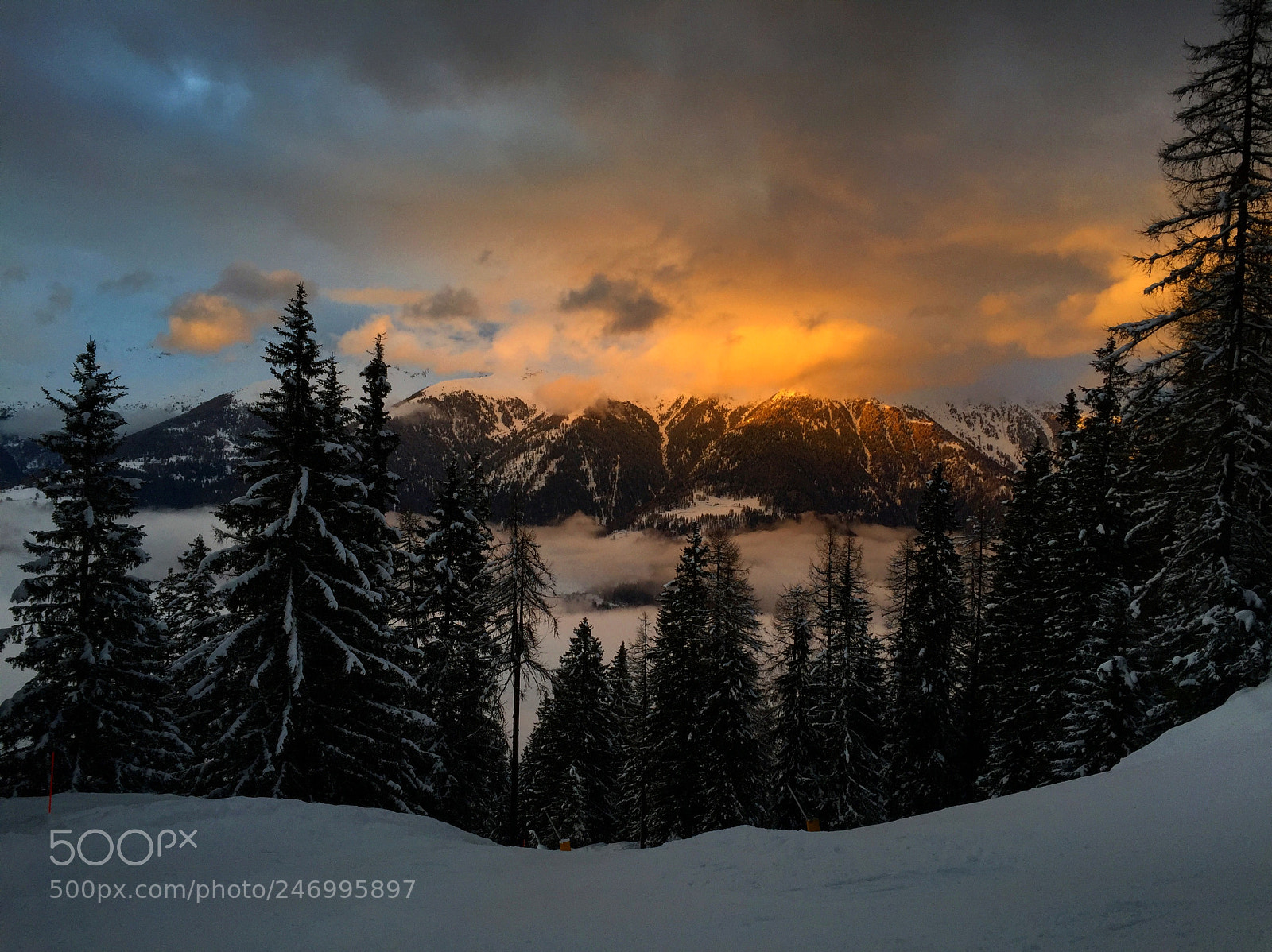 Apple iPhone 6 sample photo. Sunset ski photography