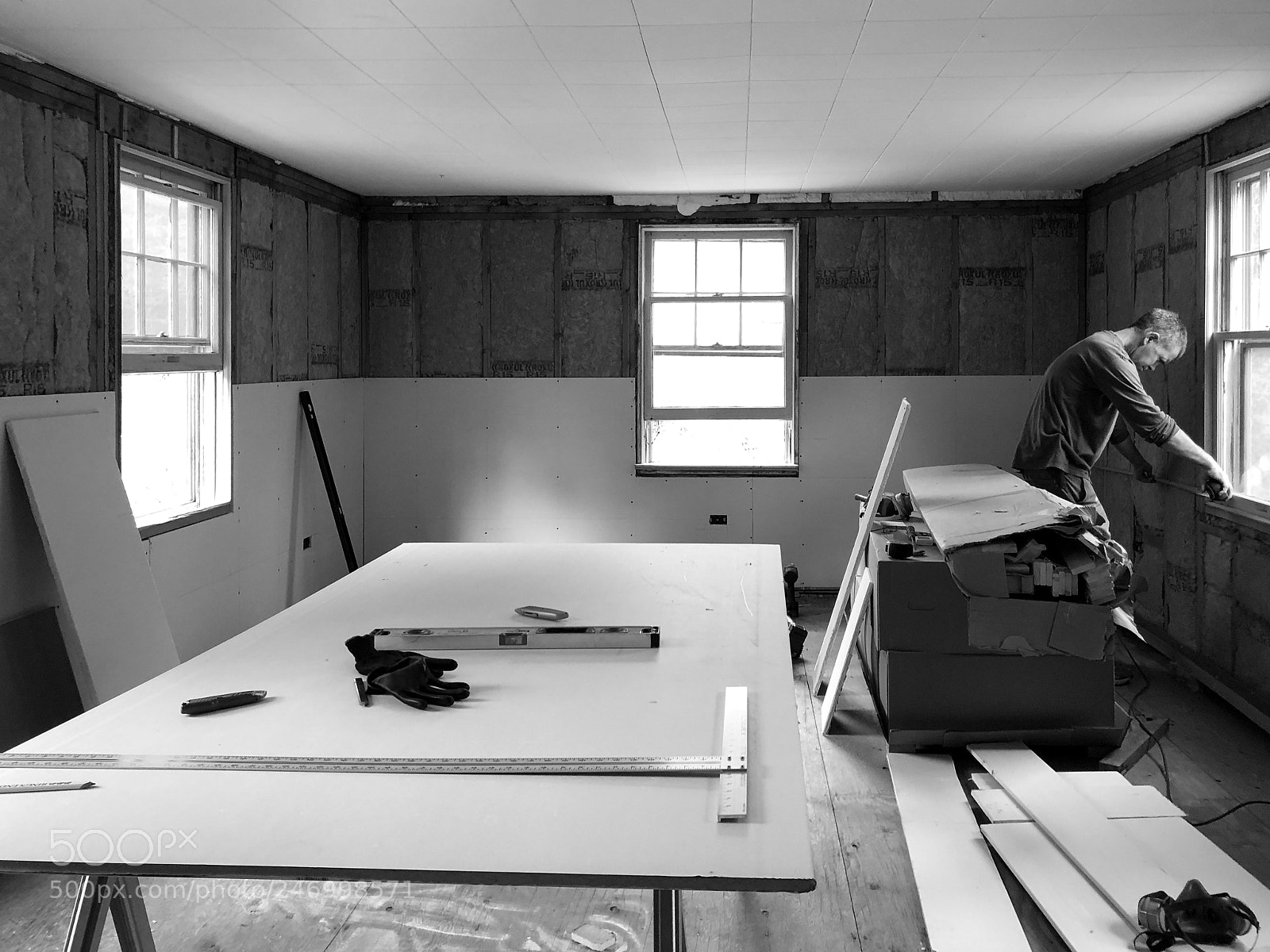 Apple iPhone 8 Plus sample photo. Installing drywall photography