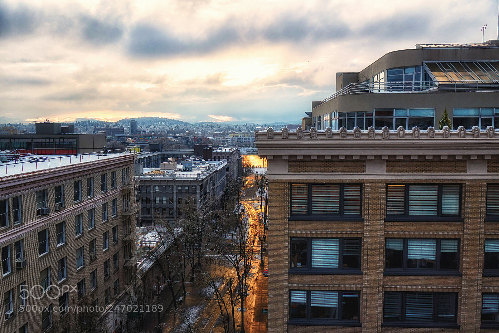 Sony a7 sample photo. Snowy portland morning photography