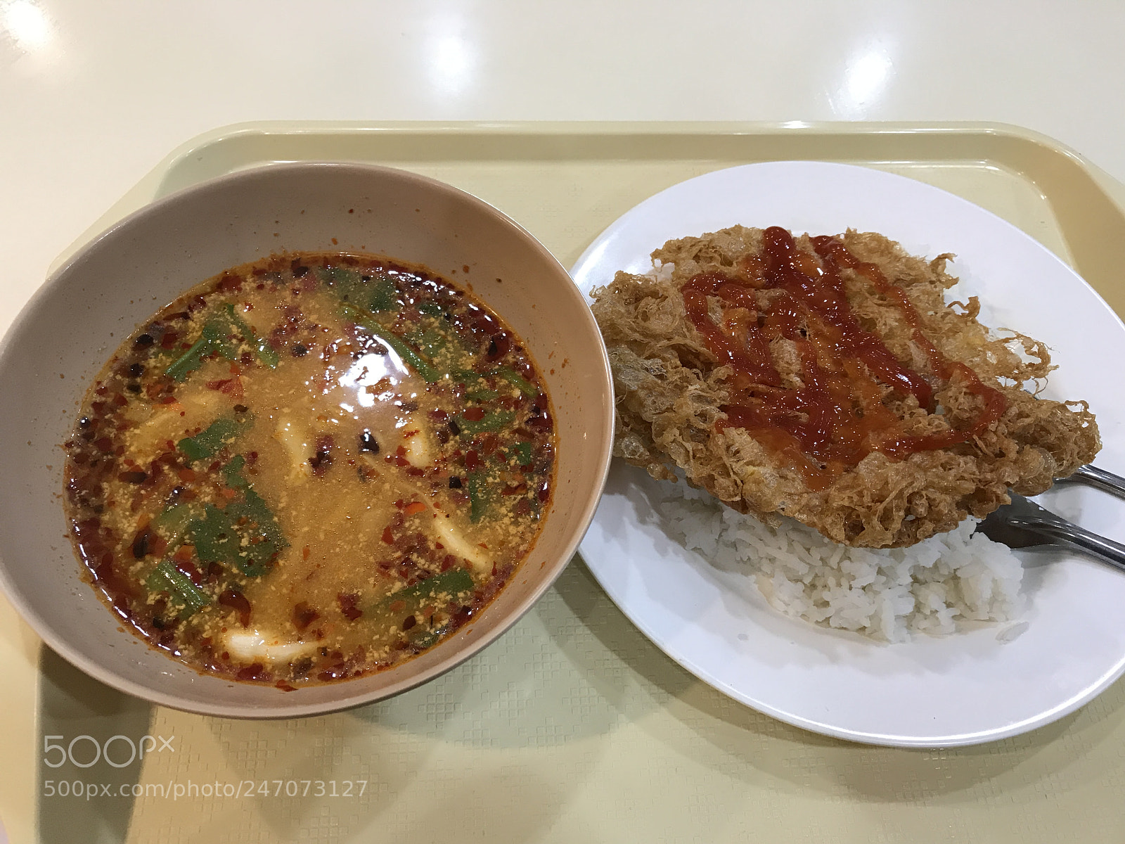 Apple iPhone 7 sample photo. Tomyum chicken + crispy omelet photography